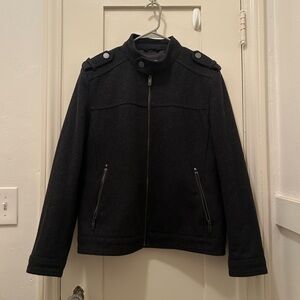 INC International Concepts Black Wool blend Bomber Jacket
